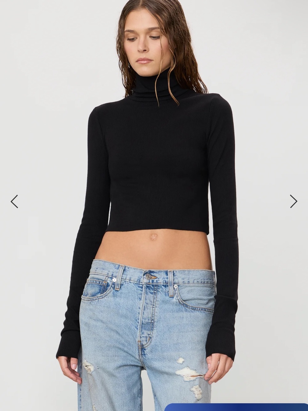 ÉTERNE Cropped Fitted Turtleneck Top XS NWT